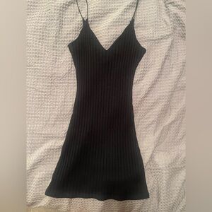 Black Ribbed Knit body con mini dress XS Kendall & Kylie